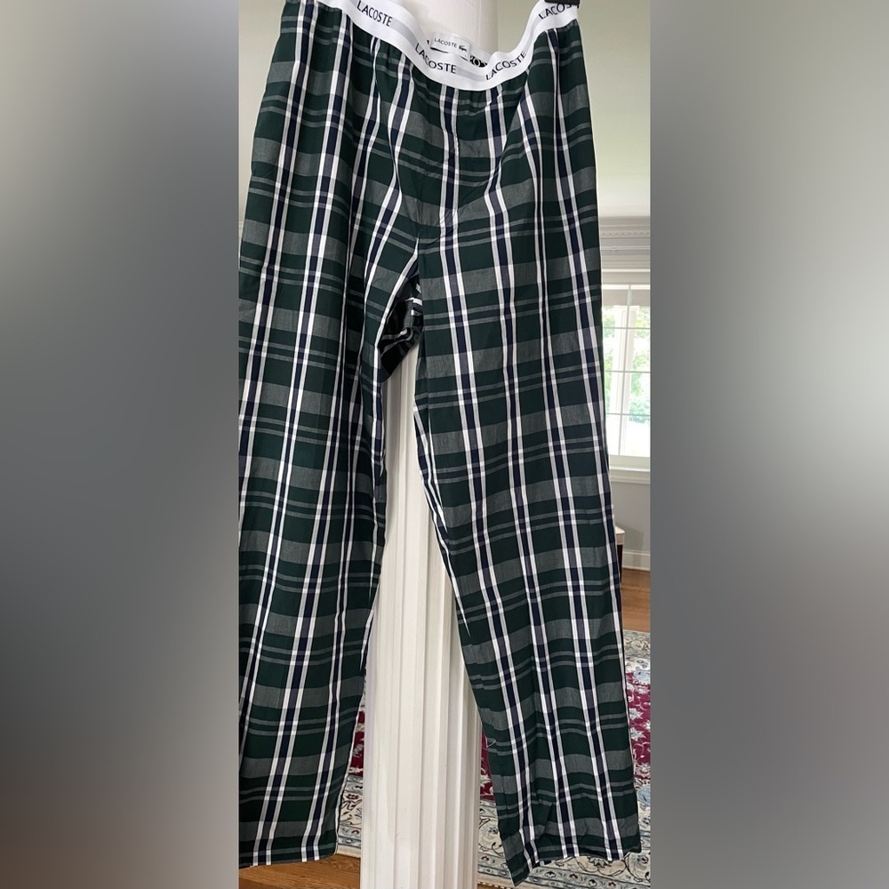Lacoste Men's Green Plaid Pajama Pants size large